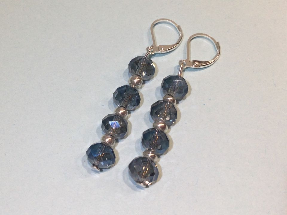 Ohrringe Facettierte Perlen Blau Grau Silber NEU in Oer-Erkenschwick