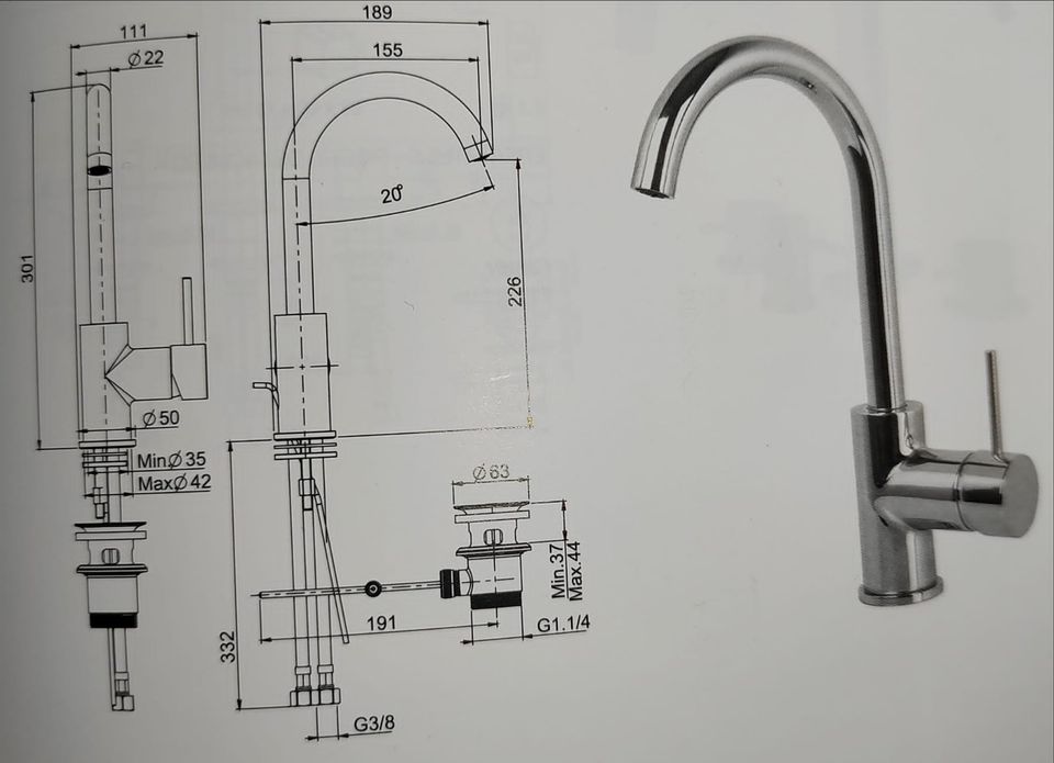 Wasserhahn, Waschtischbatterie Carlo Frattini neuwertig in Wiefelstede