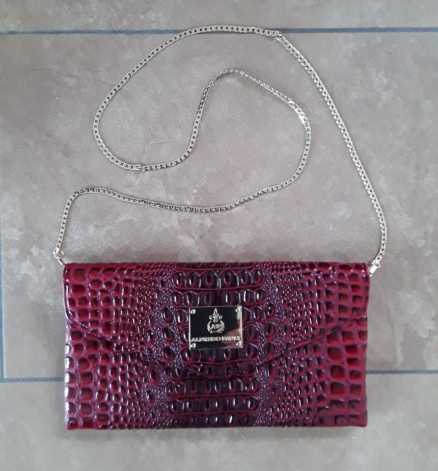 Handtasche Clutch von Alfredo Pauly, Kroko Design rot, neu in Tettnang