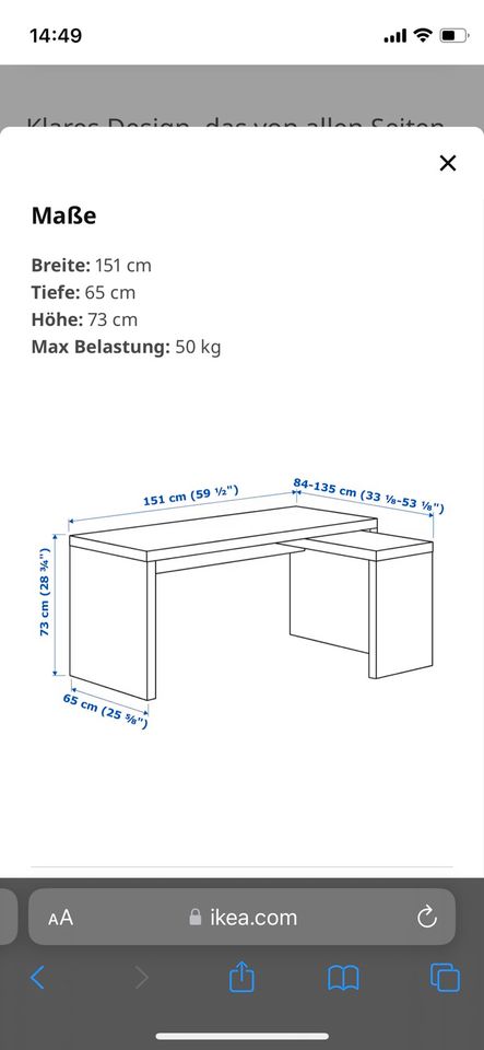 Schreibtisch Malm ausziehbar in Leipzig