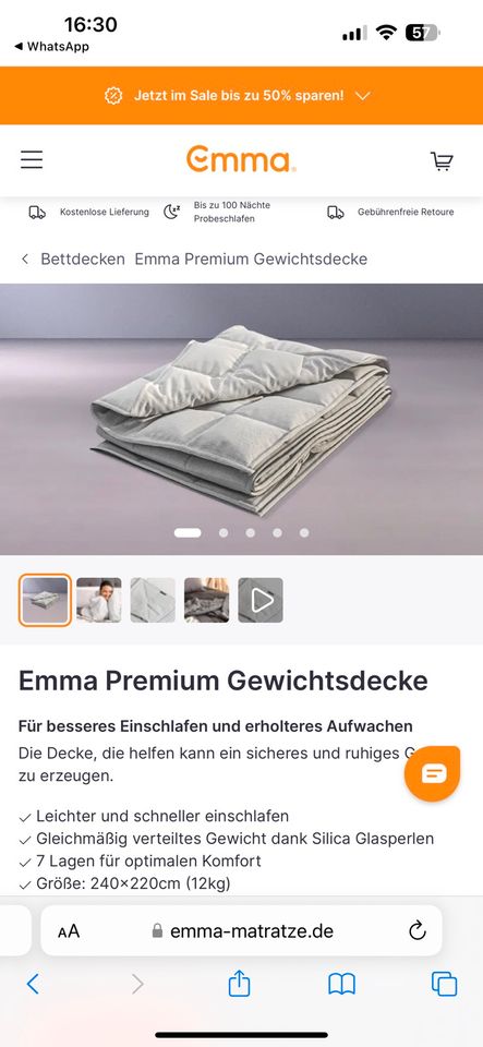 Emma Premium Gewichtsdecke NEU in Düsseldorf