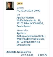 Joris KonzertKarten 2 Stk. Wolters Applaus Garten 30.08.2024 Niedersachsen - Braunschweig Vorschau