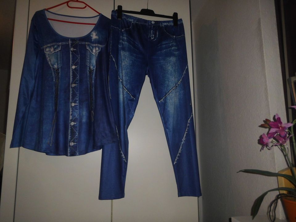 Moderner Zweiteiler Shirt & Hose Jeansstyle neu 46 in Hachenburg