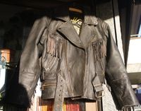 Rollfast Lederjacke, schwarz mit Fransen/Rollfast Leather Jacket Freiburg im Breisgau - Altstadt Vorschau