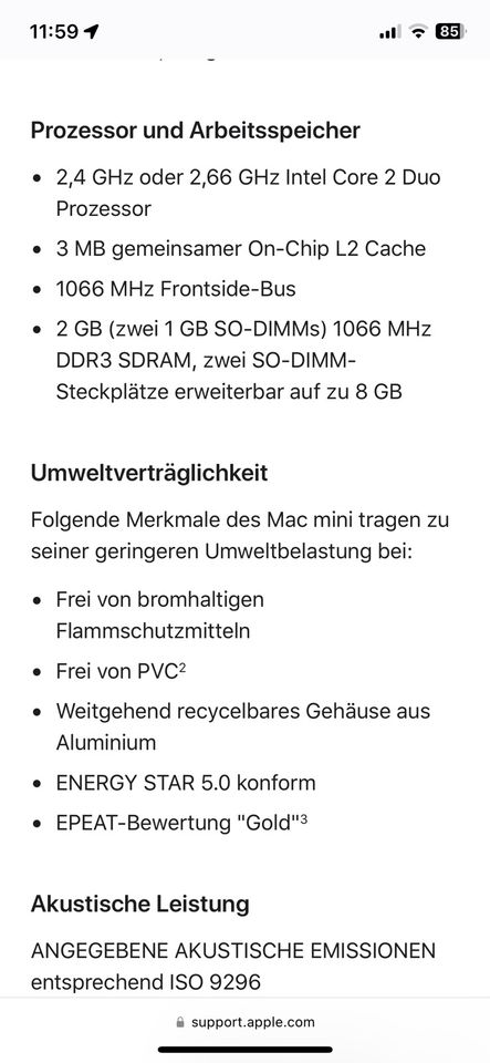 Apple Mac Mini A1347 8Gig Ram in Ehlenz