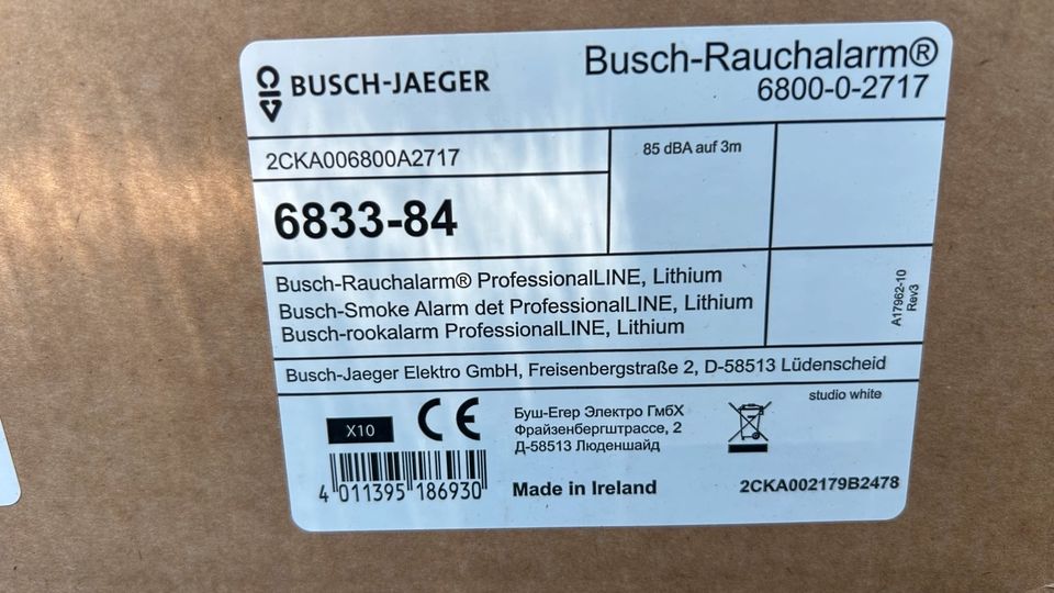 *NEU* 10x Busch-Jäger 6833-84 Rauchalarm ProfessionalLINE in Wiesbaden