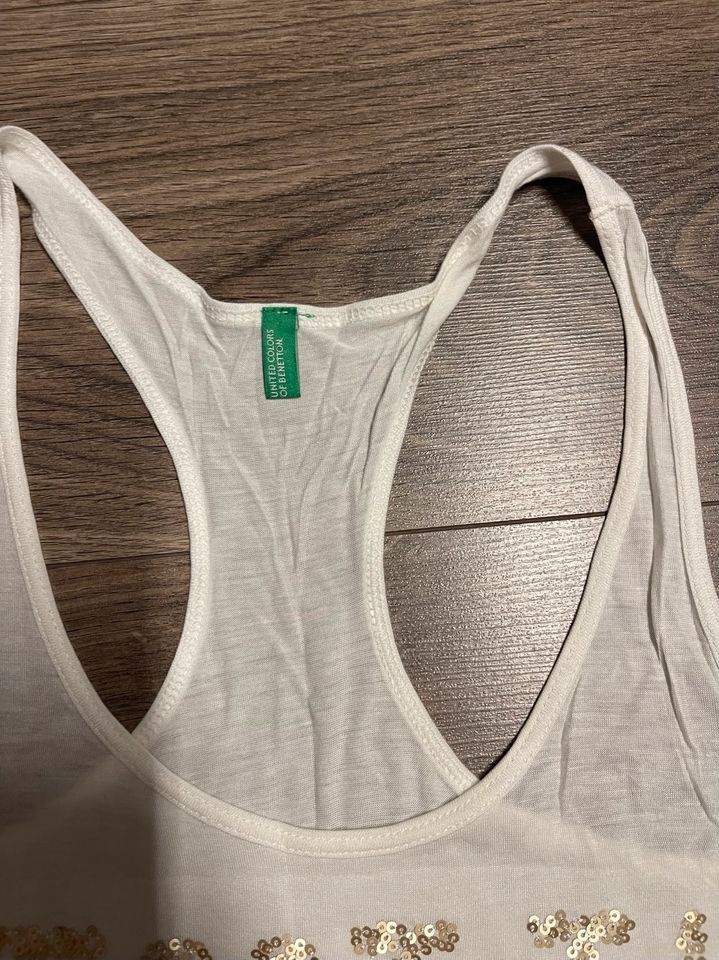 Tank Top Shirt Benetton I Love you Gr 38 Weiss Sommer Top in Willich