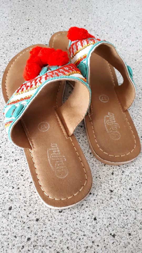 ❤ BUFFALO Sandale Flip Flop Zehentreter Gr. 37 Bunt Rot Türkis ❤ in Ilmmünster