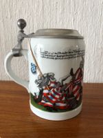 Bierkrug Lindner Porzellan - Rittermotiv - Zinndeckel Baden-Württemberg - Herrenberg Vorschau