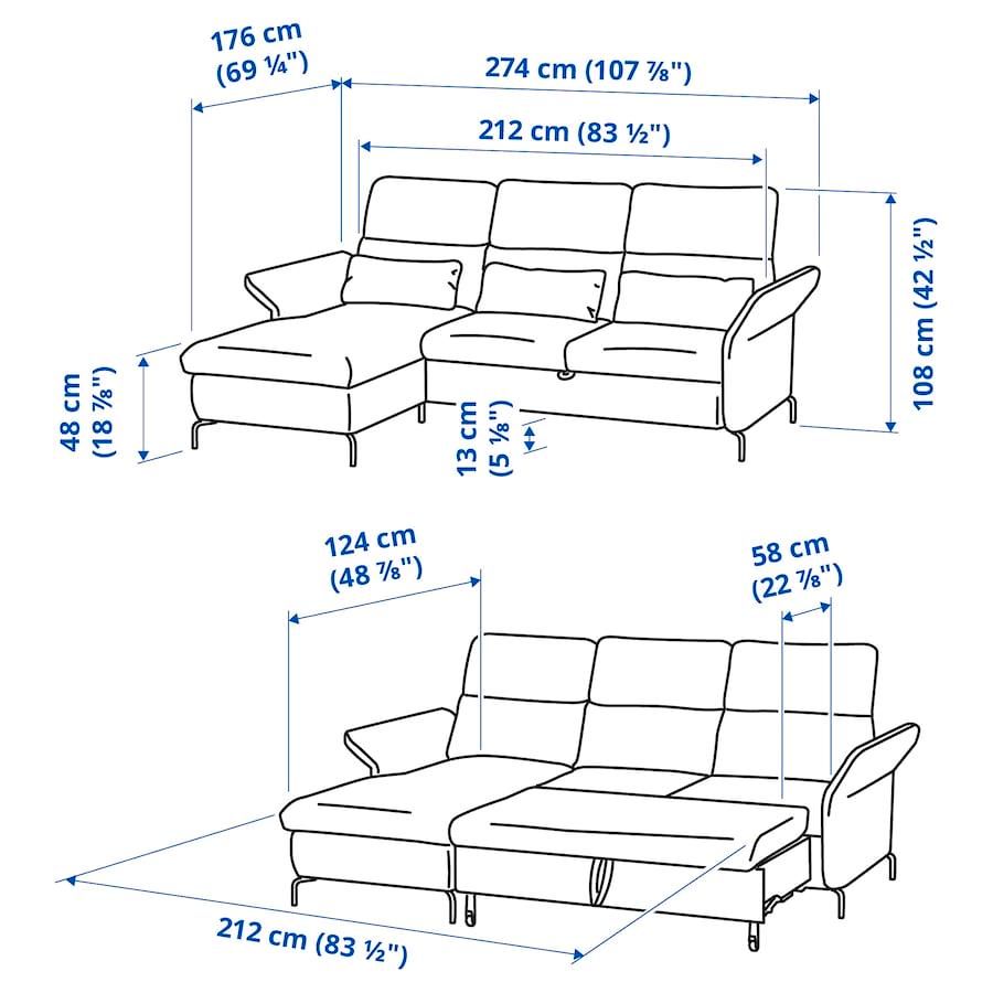 IKEA FAMMARP 3er-Bettsofa, Schlafsofa, links schwarz / grau in Offenbach