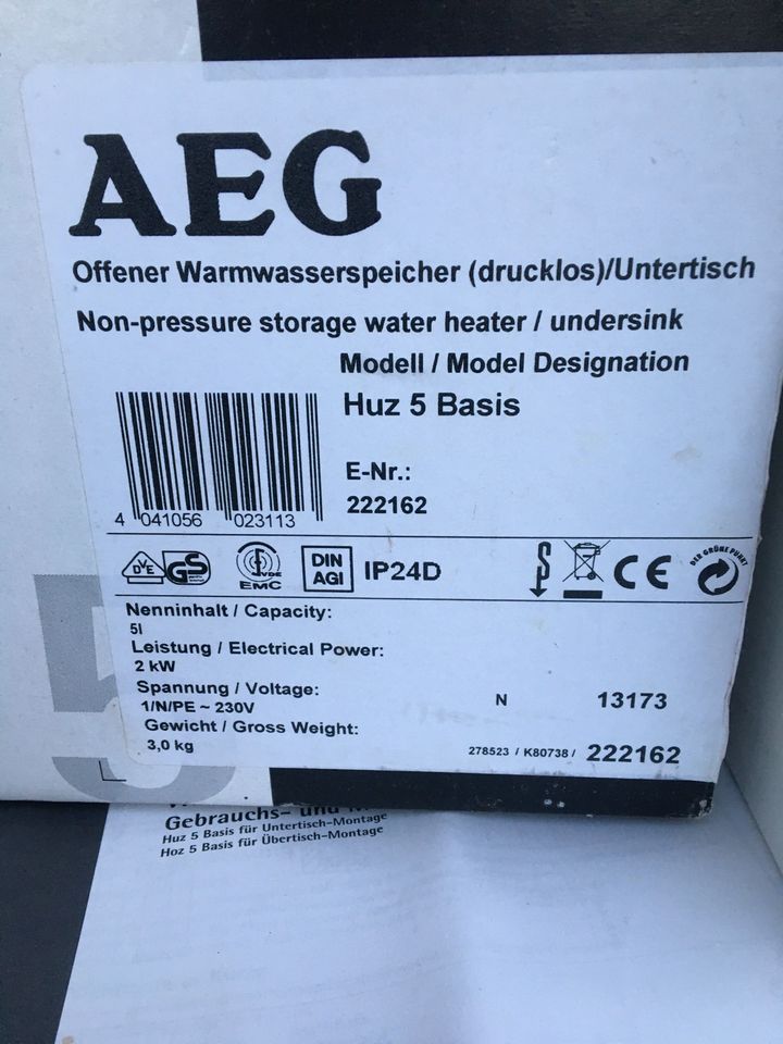 Warmwasserspeicher 2 Stück von AEG Neuwertig in Dorstadt