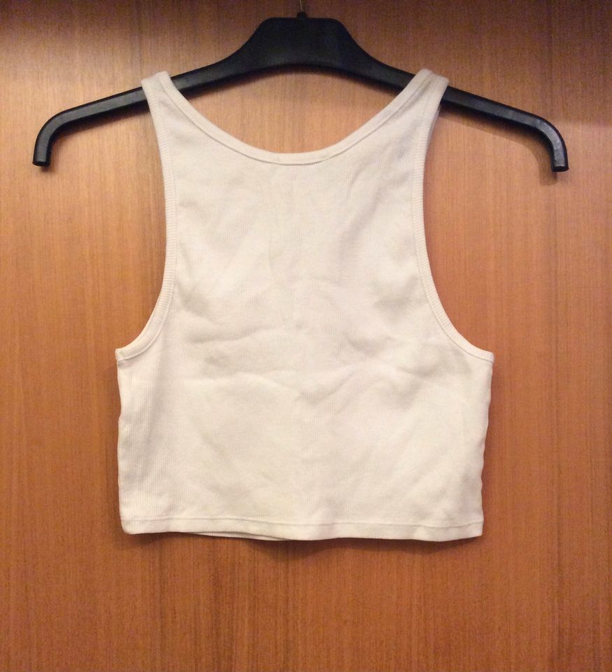 Zara Crop Top Hemd Rip Top Gerippt Weiß Baumwolle Gr. S in Mannheim