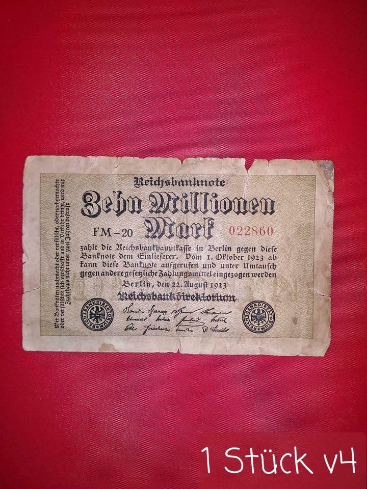 Reichsbanknoten Reichsmark Geldscheine Inflation 1 Wk in Malliß