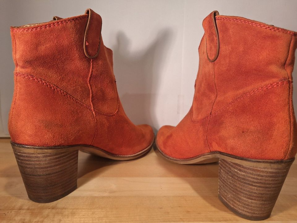 Varese Stiefeletten Gr.39 Leder Lachsfarbe Orange Knöchelhoch in Heidelberg