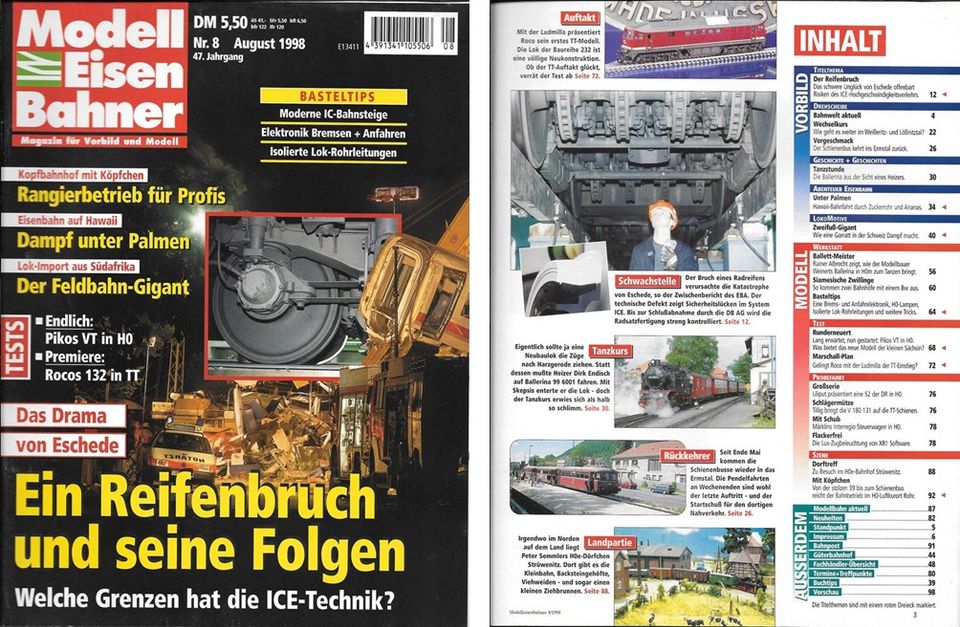 ZEITSCHRIFT „MODELL-EISENBAHNER“- 18 EINZELHEFTE aus 1998 + 1999 in Essen