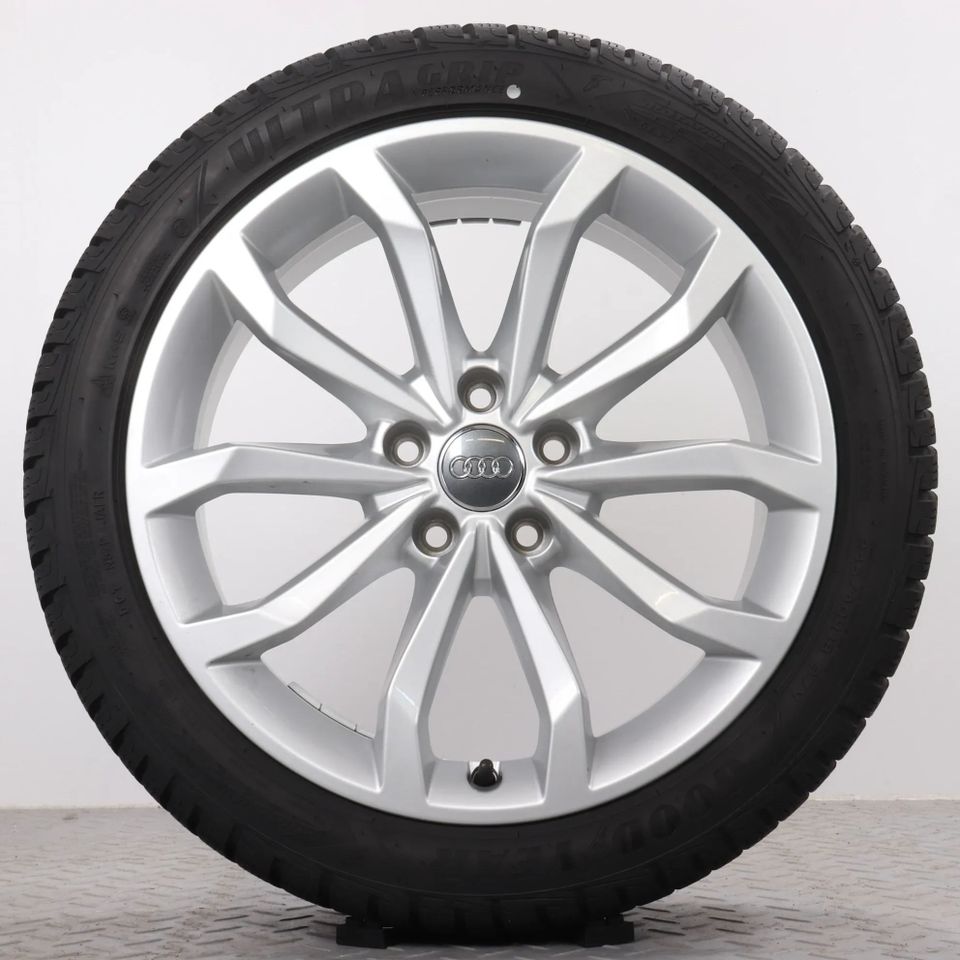 Winterräder 18 Zoll Audi A4 S4 8W B9 Original Felgen 8W0601025H Winterreifen 245/40R18 97V XL (Extra Load), AO (Audi-Original) Goodyear Ultragrip Performance GEN-1 10-Speichen-V-Design Silber 8x18ET40 in Gefell