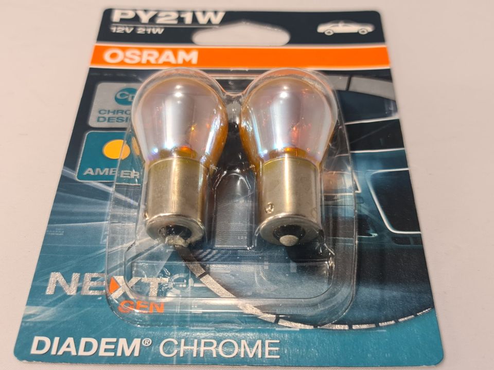 OSRAM Blinker DIADEM CHROME PY21W BAU15s Lampen Glühbirne E-Prüfzeichen