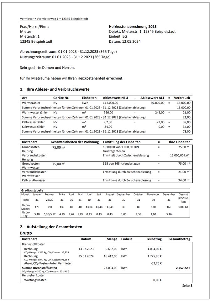 Erstellung Betriebskostenabrechnung Nebenkostenabrechnung in Hannover
