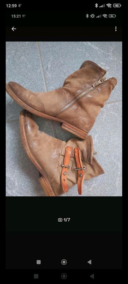 A.S.98 Airsteps Boots Stiefeletten Leder Used Look 37 Braun in Wülfrath