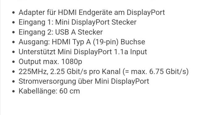 LogiLink Adapter Mini DisplayPort + USB Audio to HDMI in Berlin