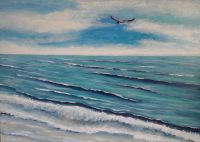 Hand gemalt Leinwand Acryl Bild maritim Meer Wandbild Strand NEU Nordrhein-Westfalen - Bünde Vorschau