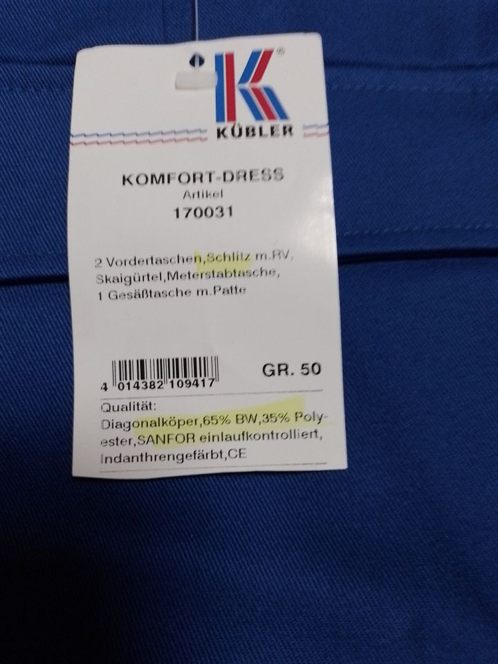 Arbeitshose Kübler Komfort-Dress Gr.50 in Lörrach