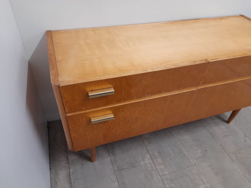 #B DDR Midcentury Sideboard Kommode Lowboard Holz Klappen 60er in Burgstädt