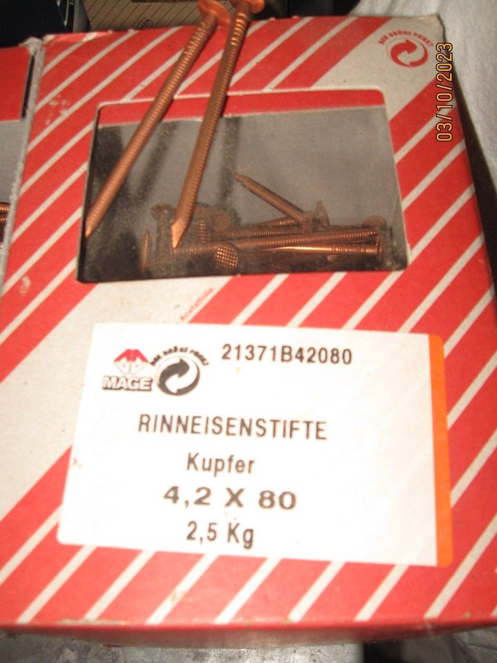Kupfernagel /Rinneisenstift 4,2 x 80 mm 2,5 kg in Baiersbronn