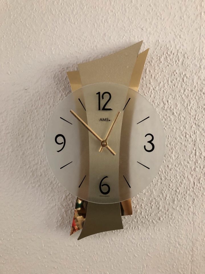 Uhr Wanduhr AMS Glas goldfarben in Sonneberg