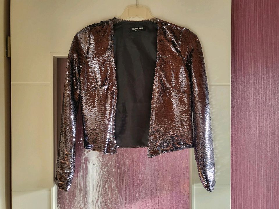 Paillettenblazer / Glitzerblazer Jacke Größe S /36 in Flieden