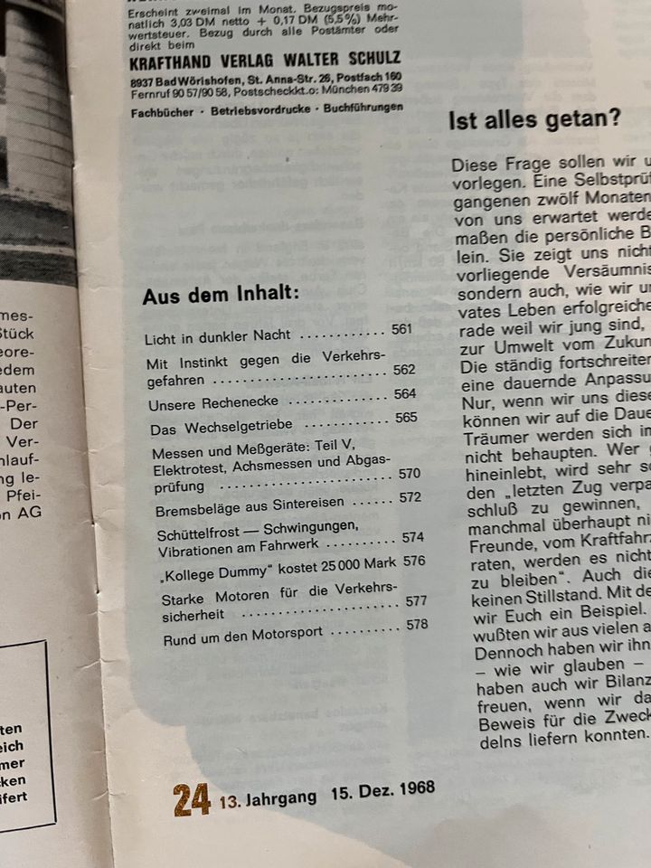 Kraftfahrzeug-Kurier Ausgabe 19-24 Jahrgang 1968 in Aspach