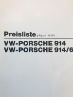 Preisliste VW Porsche 914 / 914/6 gültig ab 1.9.1971 Nürnberg (Mittelfr) - Mitte Vorschau
