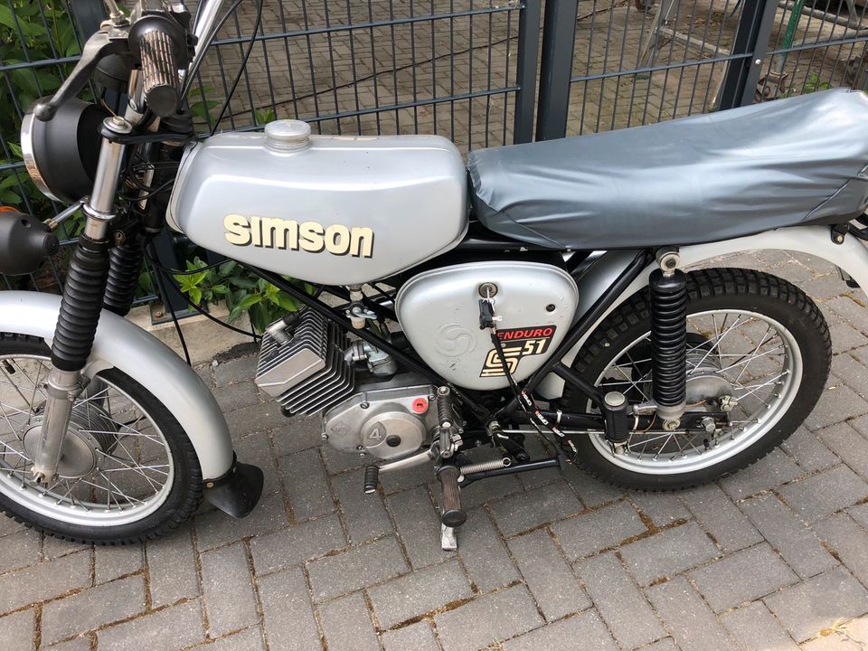 Simson S51 E1 Enduro Original Papiere 4 Gang Silber 6500 km Moped in Bernau