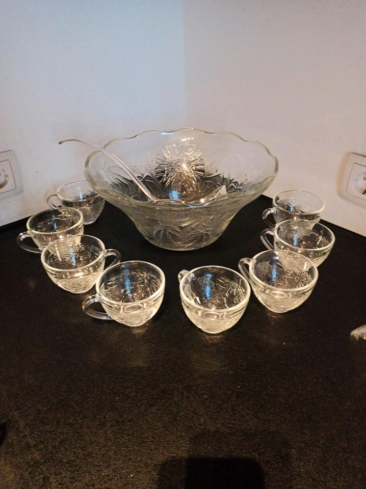 Bowle Glasschale Set Glastassen in Bottrop