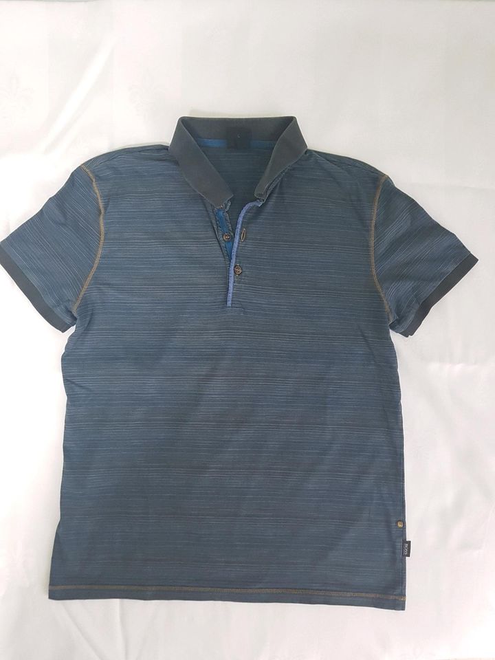 Hugo BOSS Junge & Herren Polo Shirt Gr M 170 jeans blau gestreift in Saarbrücken