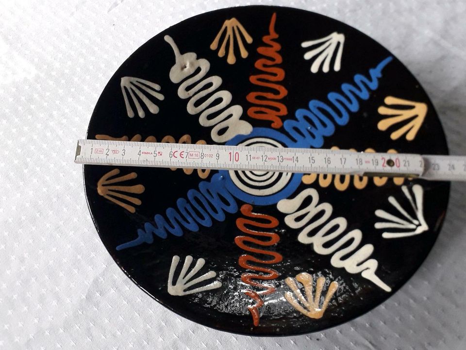 Keramikteller 70er Jahre/ Vintage/ Handarbeit/ handbemalt in Pasewalk