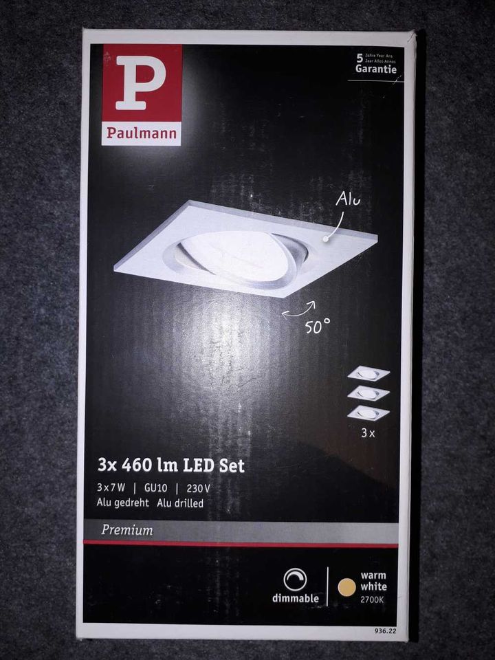 NEU Set Paulmann 93622 LED GU10 Nova Einbaustrahler eckig dimmbar in Erkelenz