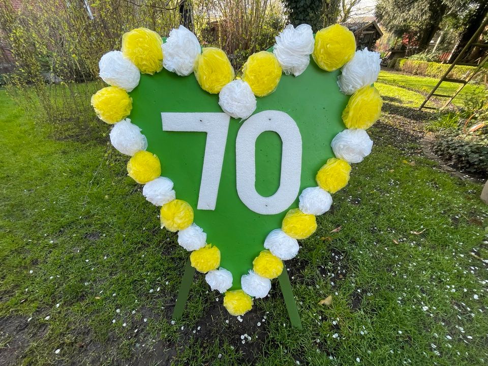 70. Geburtstag, Geburtstagsschild, Herzschild, Schilderverleih in Westoverledingen