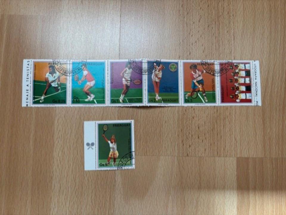 7 x Briefmarken Tennis stars Boris Becker Steffi Graf Paraguay in Stuttgart