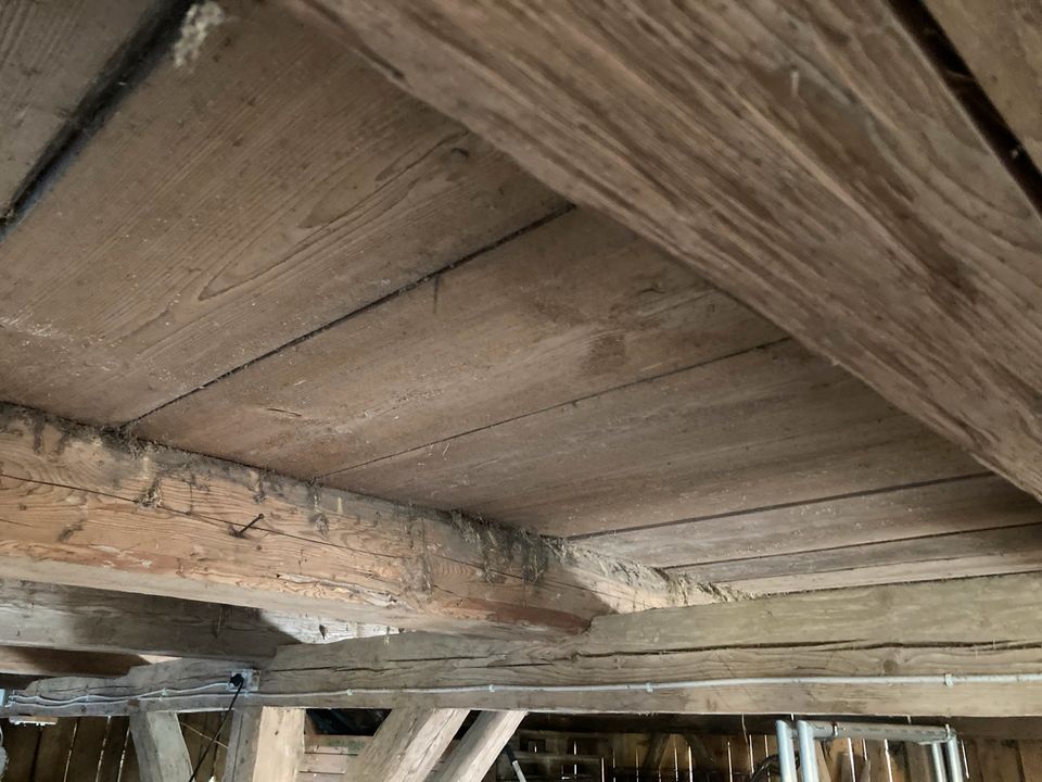100 Jahre Alte Scheune, gehauene Balken, Altholz, in Creußen
