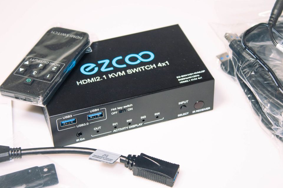 Ezcoo 8K HDMI 2.1 KVM Switch USB 3.0 4 Ports Hotkey 8K 60Hz - 4K in Mühlacker