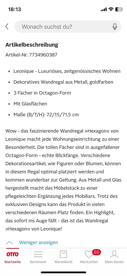 Wandregal aus Metall in Hamburg