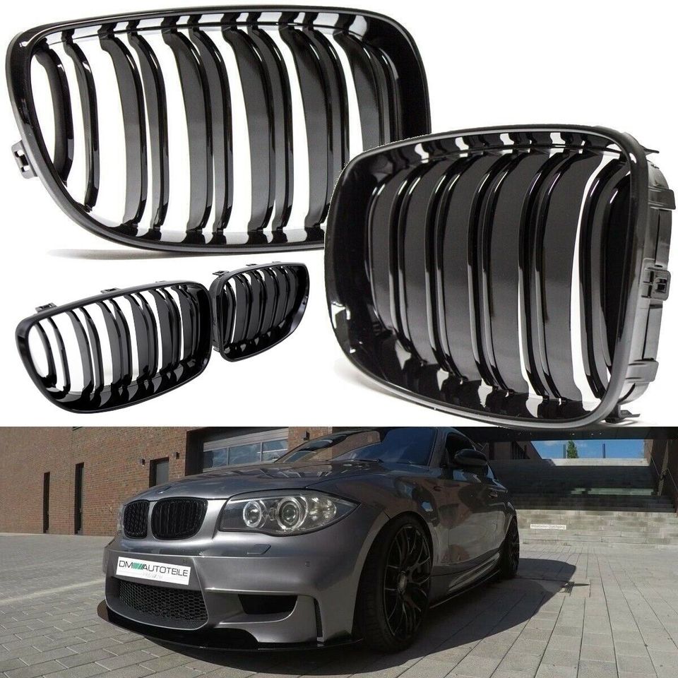 Kühlergrill Doppelsteg Schwarz Glanz für BMW 1er E81 E82 E87 E88 in Ahlen