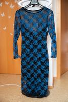 Elegantes tailliertes Abendkleid Schwarz-Blau lang doppellagig Bayern - Rehling Vorschau