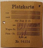 Platzkarte für Zug D 21 vom 19. Oktober 1909 Brandenburg - Panketal Vorschau