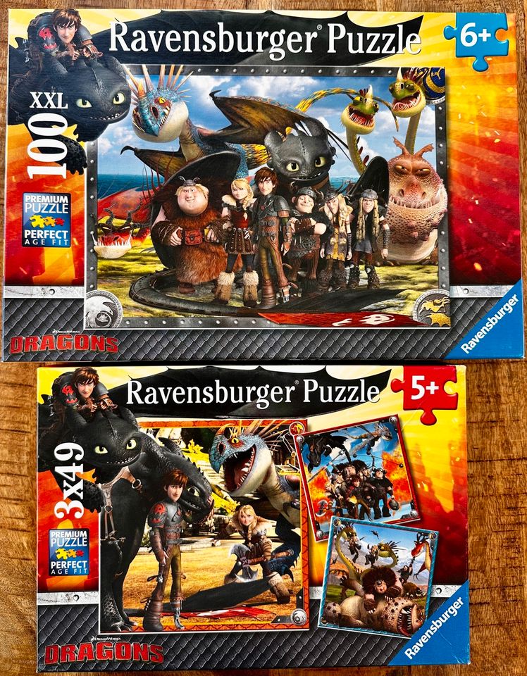 Puzzle Ravensburger Dragons 100 teile und 3x 49 Teile in Kröppelshagen-Fahrendorf