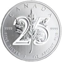 1 Unze Silbermünze Maple Leaf 25 Jahre Jubiläum Kanada Bayern - Regensburg Vorschau