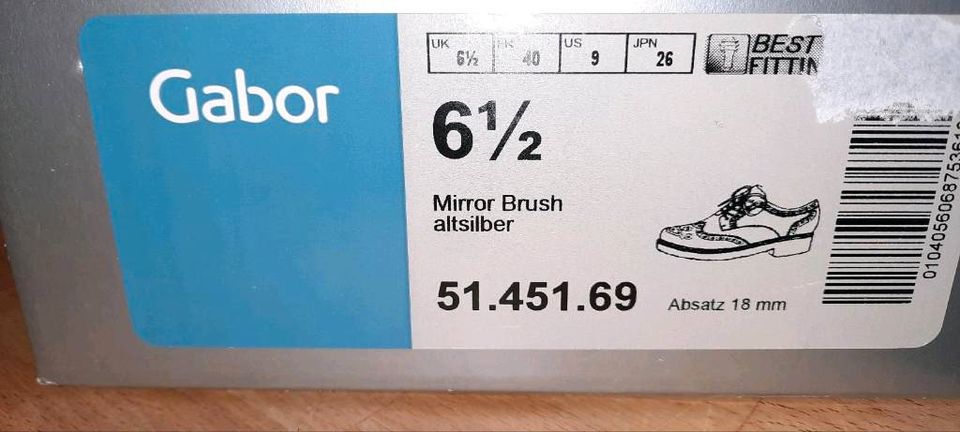 NEU Gabor Schuhe Größe.40 echt Leder altsilber Mirror Brush in Runkel