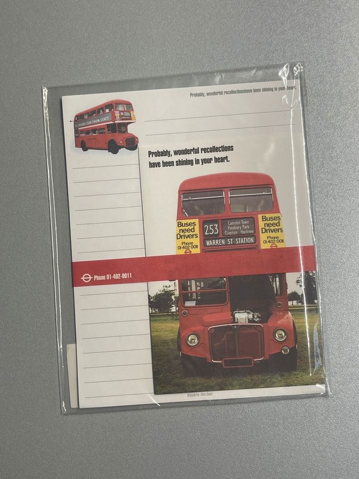 London Bus Briefe Papier Umschlag Schreiben Set Weiß / Rot NEU in Pirmasens