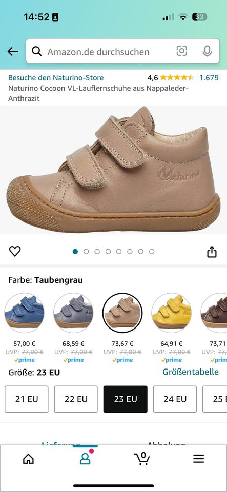 Schuhe Kinder Leder barfuß naturino 23 in Leipzig